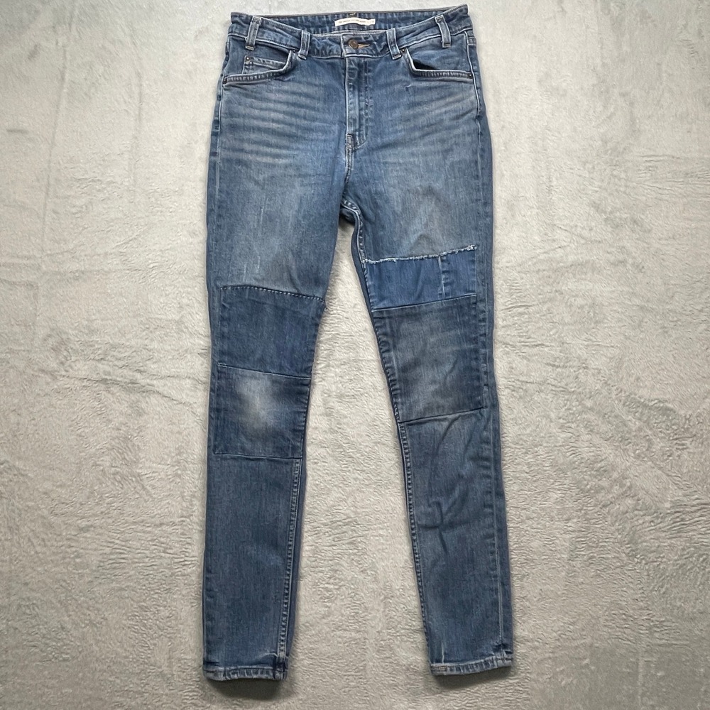Levi's 721 Vintage High Rise Skinny Jeans Women 29 Blue Patchwork Denim 3616